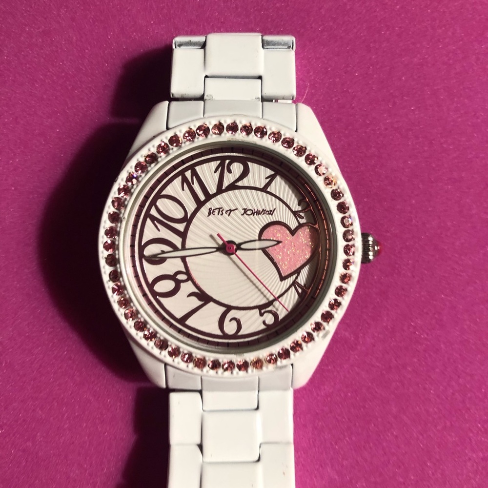 Betsey Johnson Heart with pink crystals watch. - Picture 9 of 9